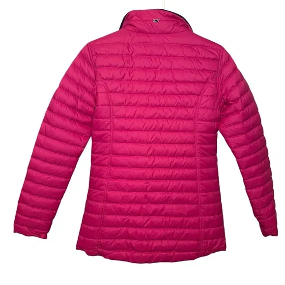 Vineyard Vines Pink Quilted Puffer Jacket Goose Down Insulation Size Small - Picture 2 of 4